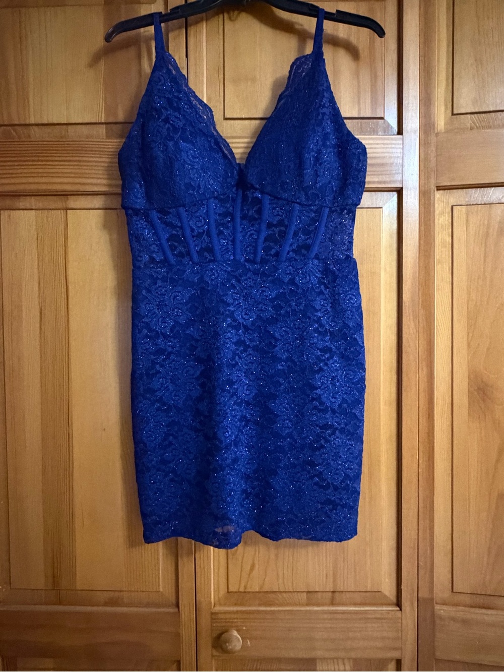 Morgan & Co. Royal Blue Lace Spaghetti-Strap Mini Dress
